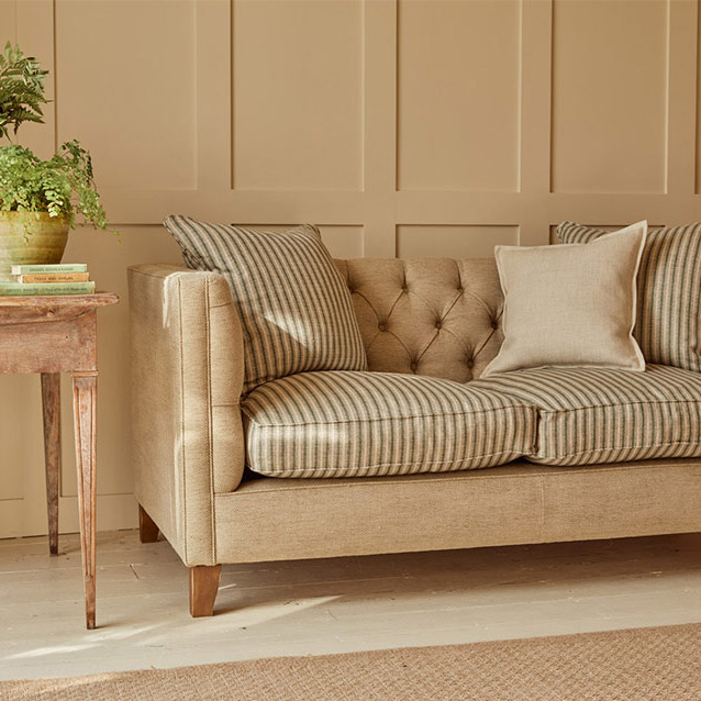 Haresfield 3 Seater Sofa in Whernside Spring Grass and Stockport Stripe Hunter
